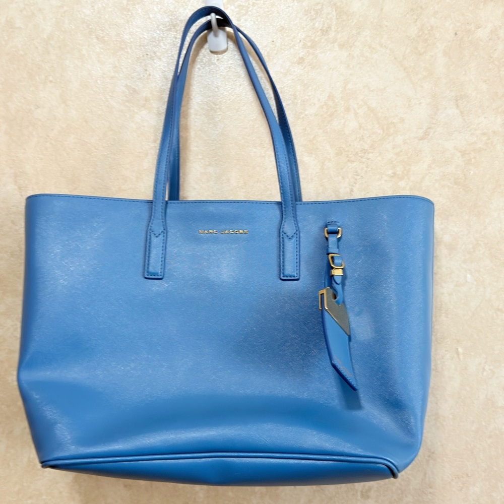 Marc Jacobs blue leather tote bag